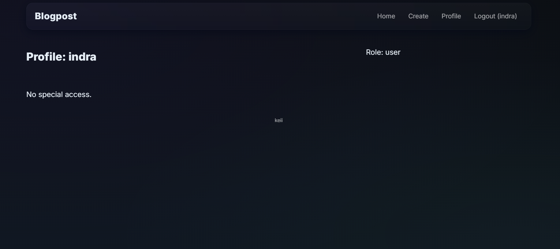 Blogpost profile page showing the role