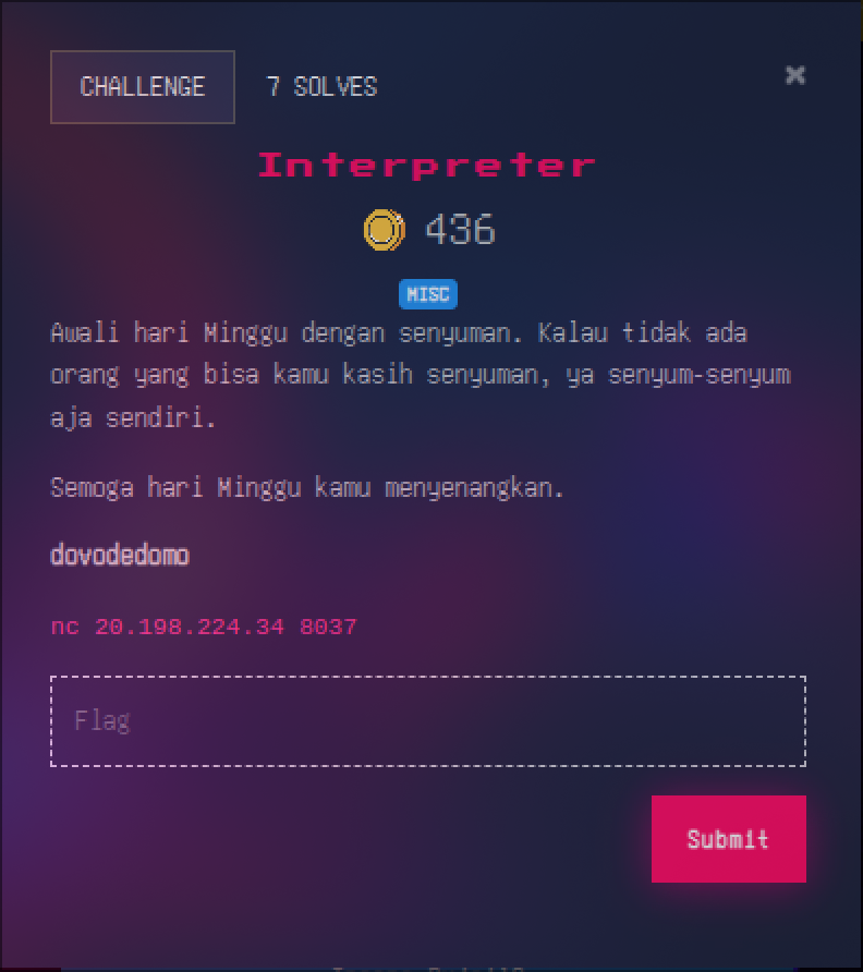 Interpreter challenge card